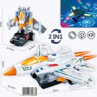 Máy Bay Biến Hình Robot Cho Bé – Đồ Chơi Máy Bay Có Nhạc, Robot Biến Hình 2 Trong 1
