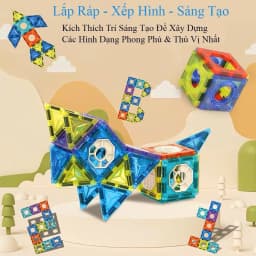 Bộ Xếp Hình Nam Châm Kính 73 Chi Tiết Cho Bé – Đồ Chơi Lắp Ghép Sáng Tạo Phát Triển Tư Duy - 3
