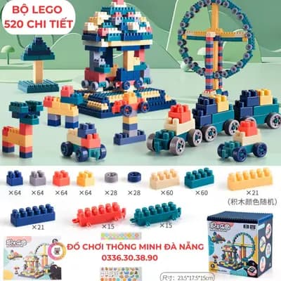 Bộ Xếp Hình 520 Chi Tiết - Đồ chơi thông minh Giúp Bé Thông Minh Sáng Tạo
