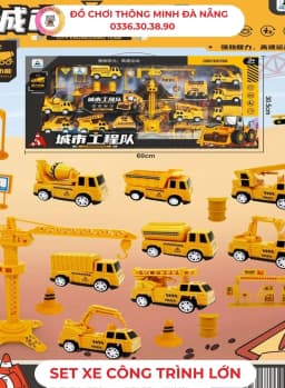 Bộ đồ chơi xe công trình, mô hình xe cẩu, xe ben cho bé trai - 1